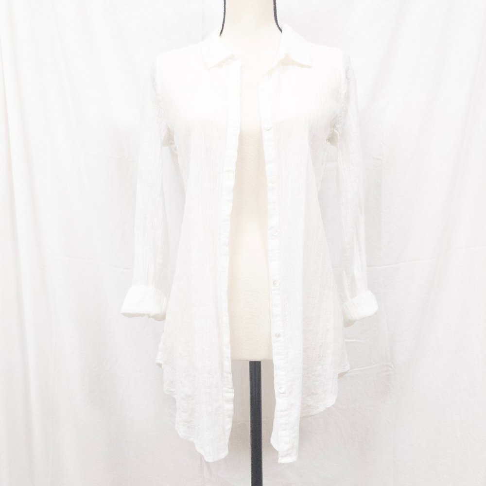 NEW Calypso St. Barth White Button-Down Long Sleeve Blouse
